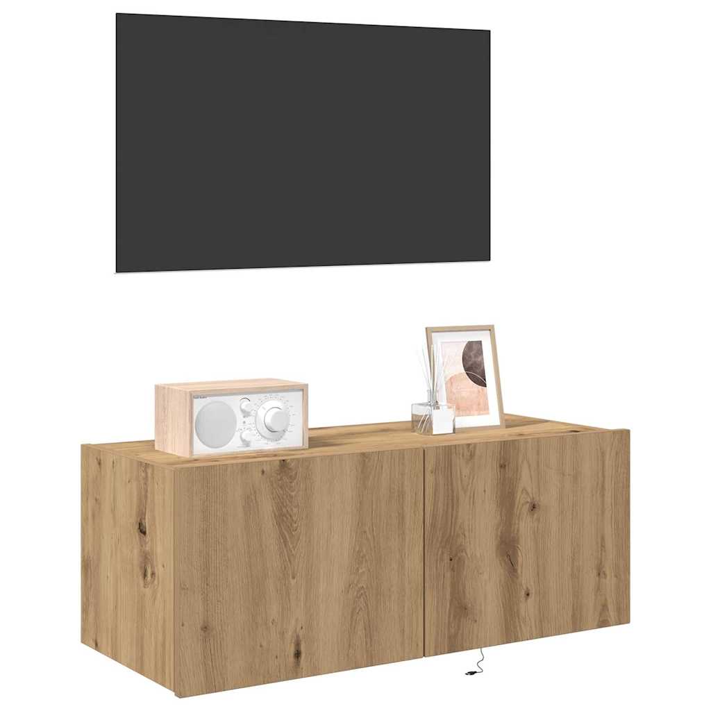 TV vægskab 80 x 35 x 31 cm Artisan Egetræ Konstrueret træ