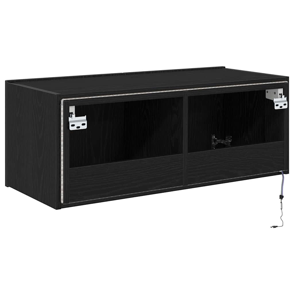 TV vægskab 80 x 35 x 31 cm Sort eg Konstrueret træ