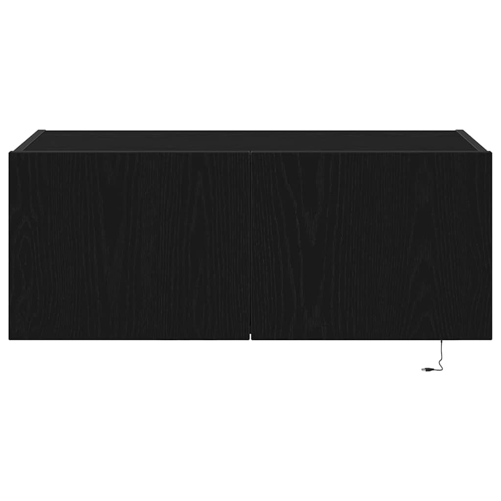 TV vægskab 80 x 35 x 31 cm Sort eg Konstrueret træ