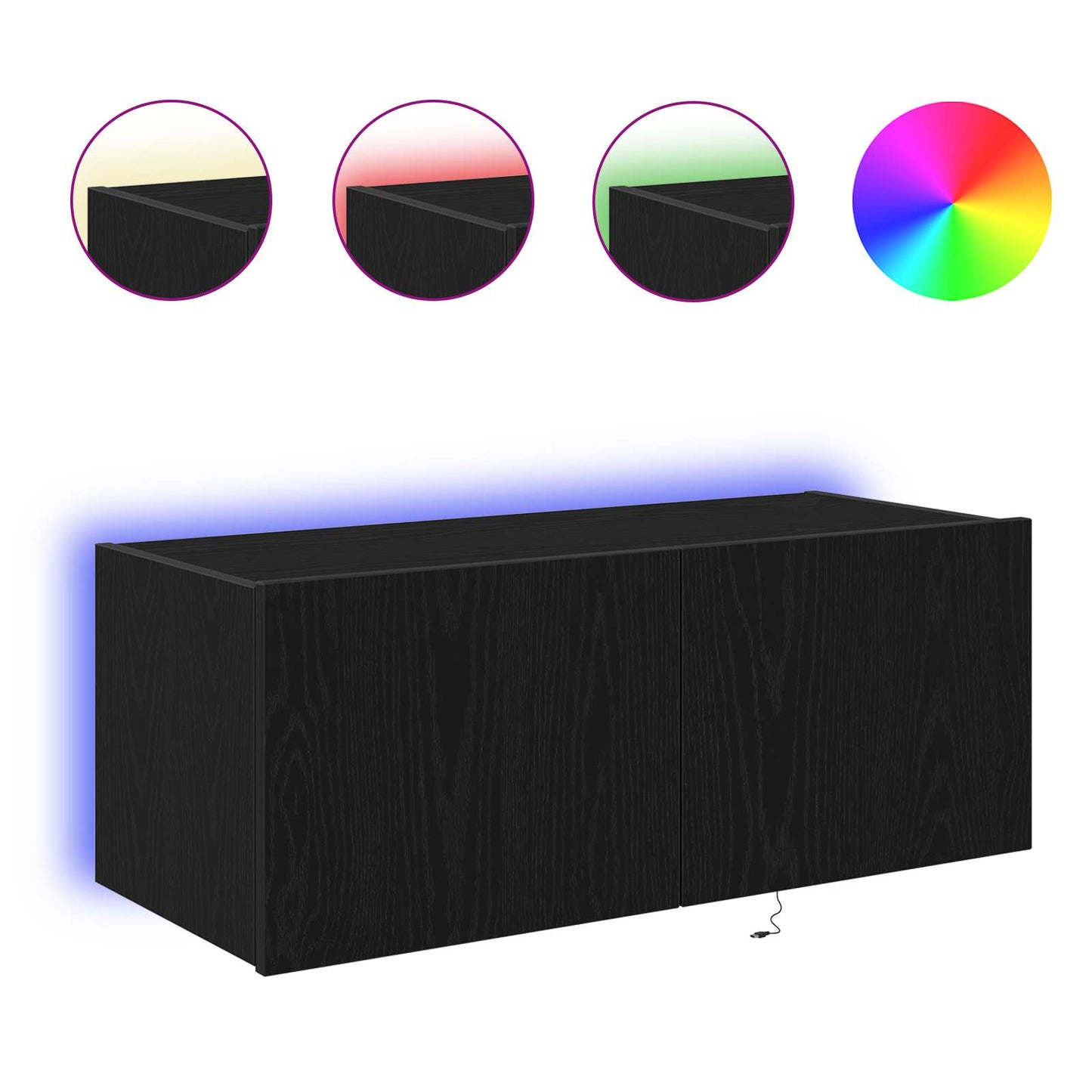 TV vægskab 80 x 35 x 31 cm Sort eg Konstrueret træ