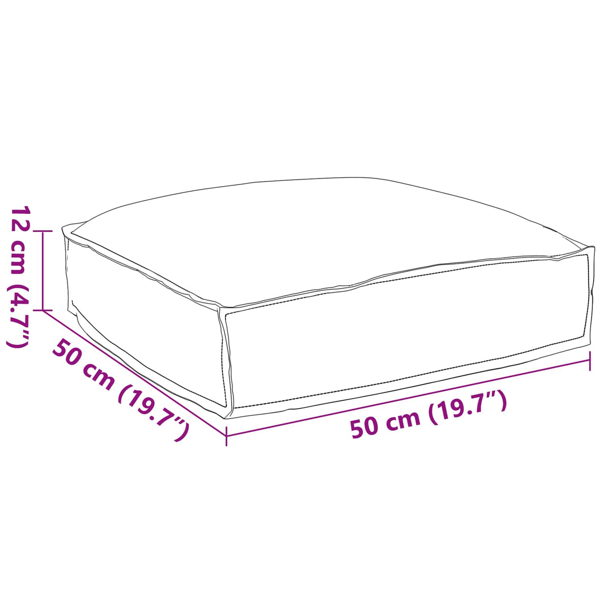 Pude Oxford stof Grå 50 x 50 x 12 cm