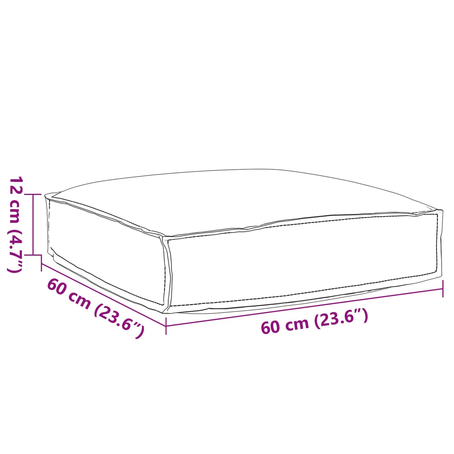 Pude Oxford stof Antracit 60 x 60 x 12 cm