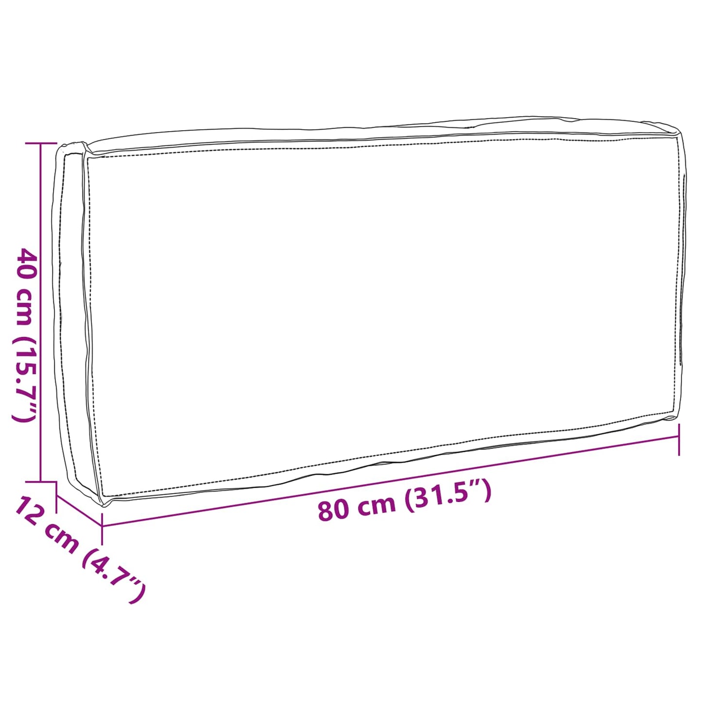 Pude Oxford stof Cremefarvet 80 x 40 x 12 cm