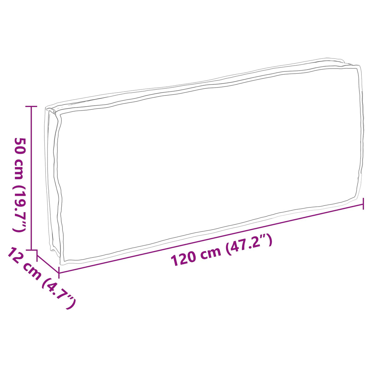 Pude Oxford stof Creme 120 x 50 x 12 cm