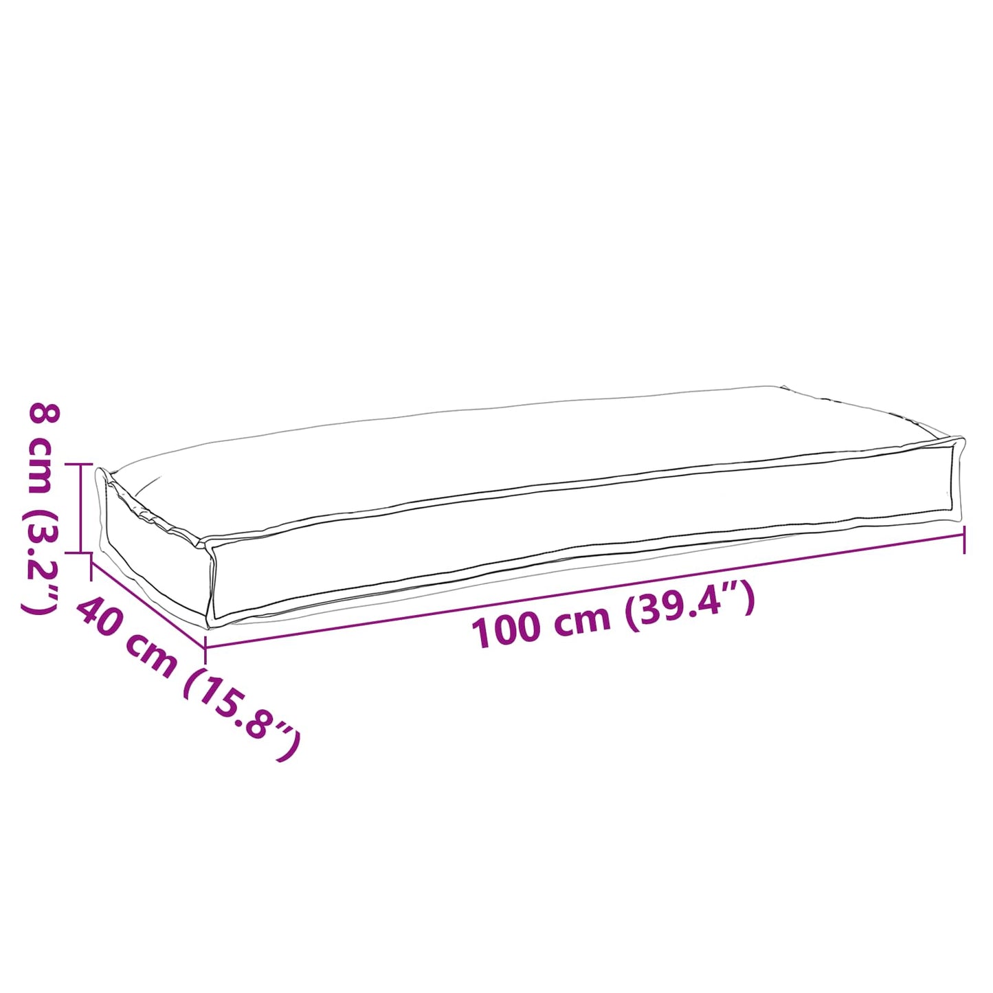 Pude Oxford stof Antracit 100 x 40 x 8 cm
