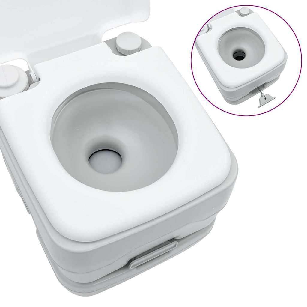 Camping Toilet Sæt 2 stk. Grå og Hvid Høj-densitet Polyethylen