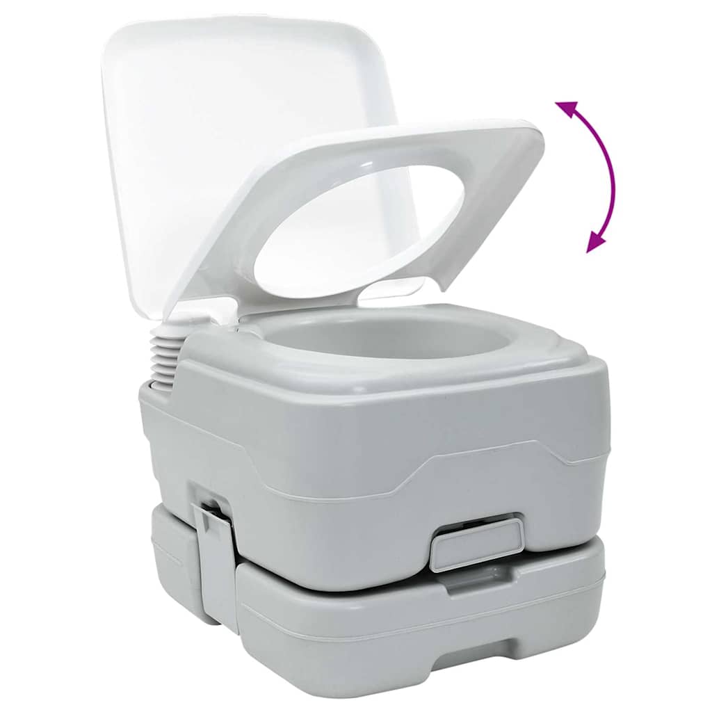 Camping Toilet Sæt 2 stk. Grå og Hvid Høj-densitet Polyethylen