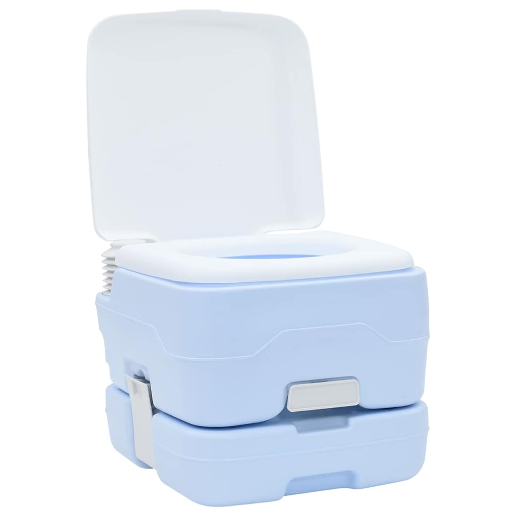 Camping Toilet Sæt 2 stk. Blå og Hvid Høj-densitet Polyethylen