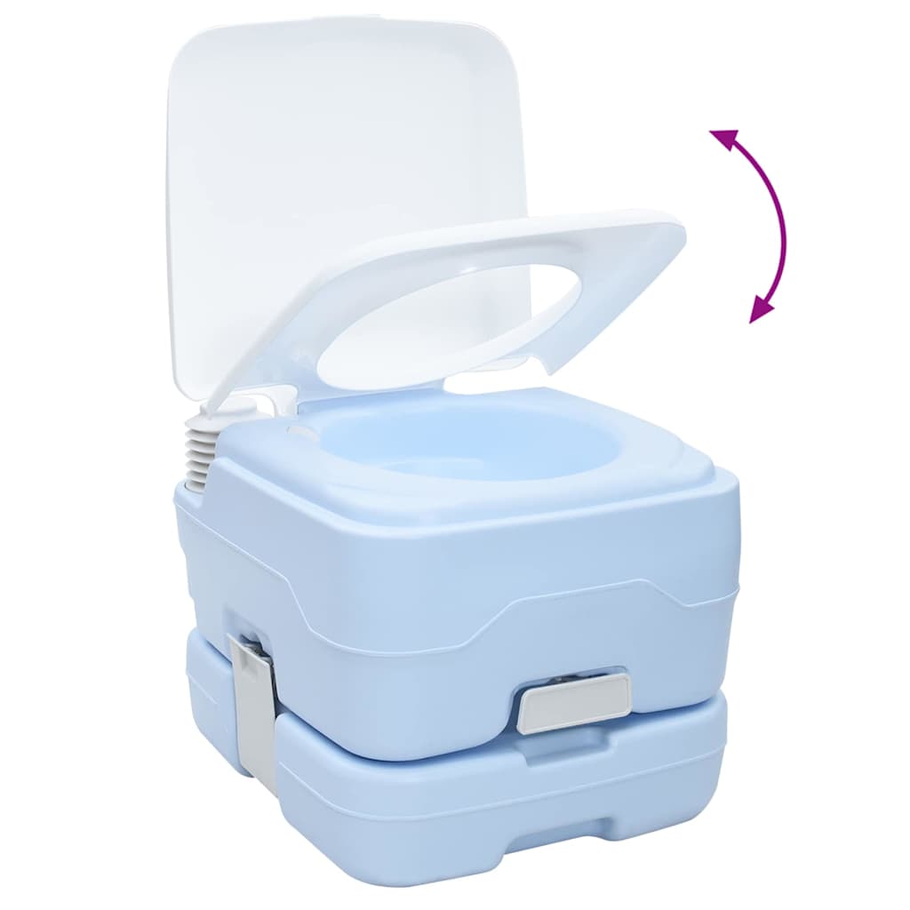 Camping Toilet Sæt 2 stk. Blå og Hvid Høj-densitet Polyethylen