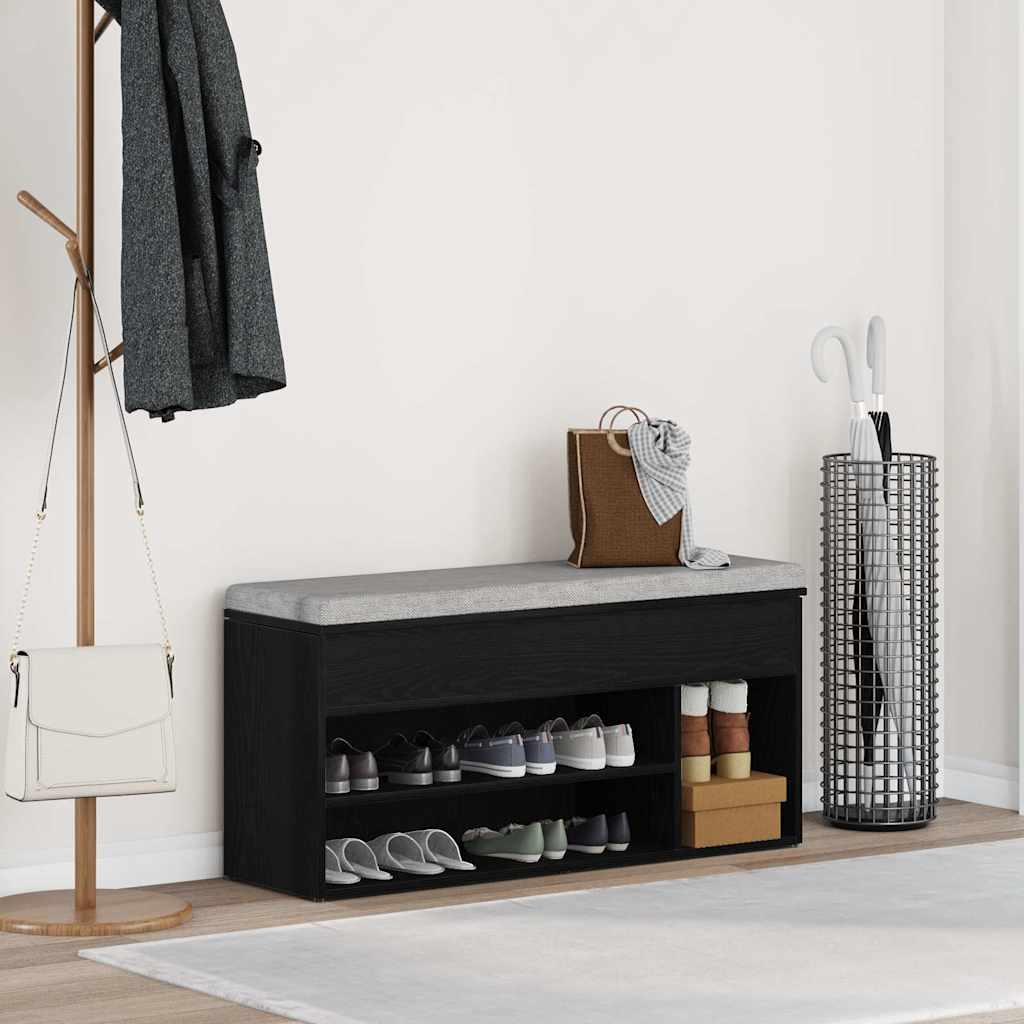 skobænk 102x30,5x45 cm konstrueret træ sort egetræsfarve