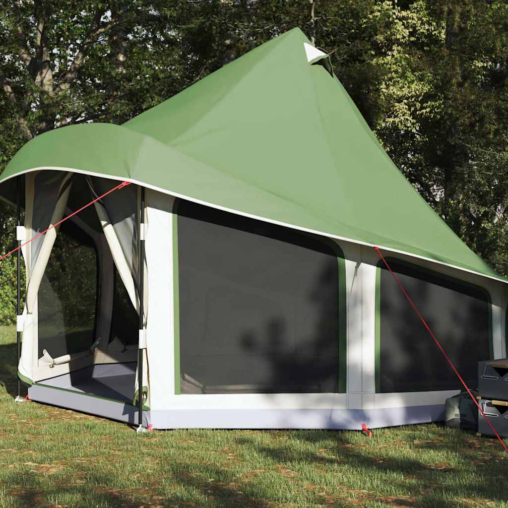 Tipi telt med tag med opbevaring Grøn 404 x 370 x 270 cm taft