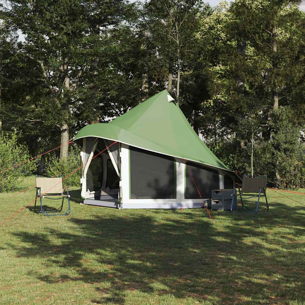 Tipi telt med tag med opbevaring Grøn 404 x 370 x 270 cm taft