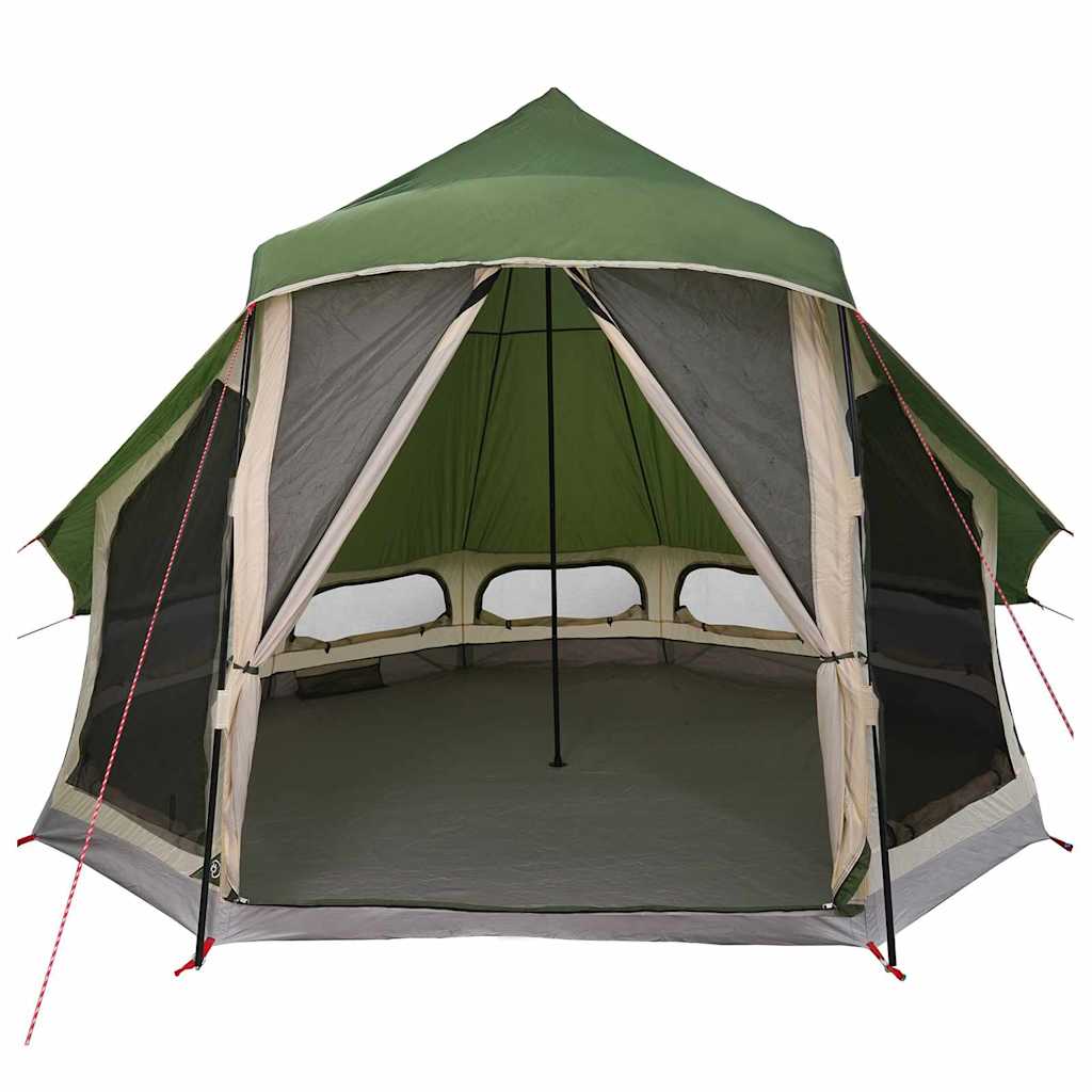 Tipi telt med tag med opbevaring Grøn 404 x 370 x 270 cm taft
