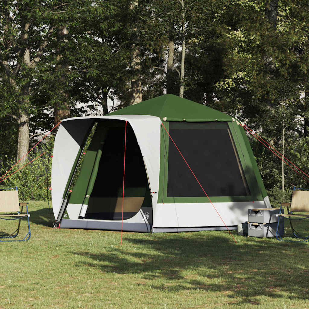 Camping telt Hytte med tag Grøn 420 x 420 x 227 cm Polyester