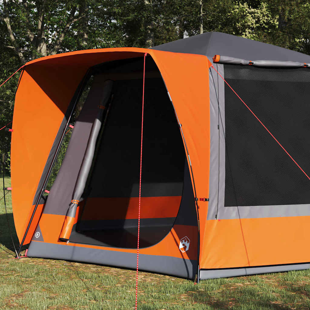Camping telt Hytte Grå og orange 420 x 420 x 227 cm Polyester