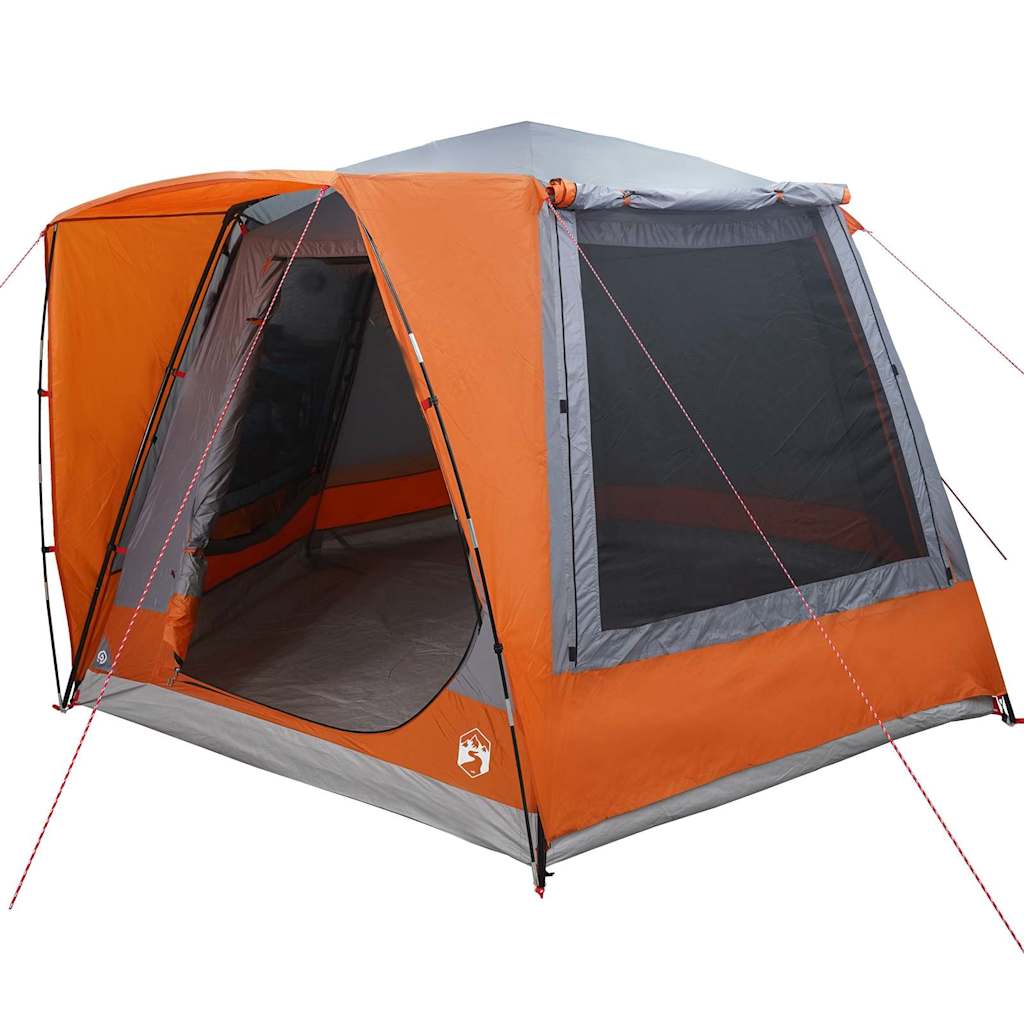 Camping telt Hytte Grå og orange 420 x 420 x 227 cm Polyester
