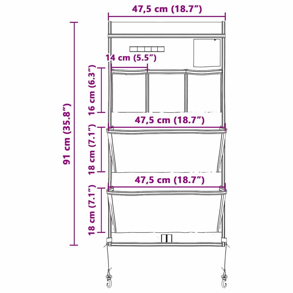 Opbevaringspose med opbevaring Sort og Blå 91 x 47,5 cm oxford