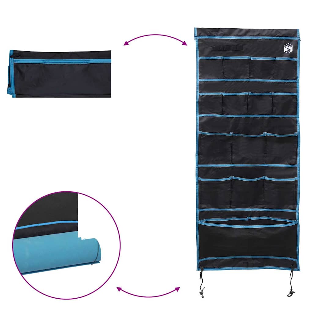 Opbevaringspose med opbevaring Sort og Blå 125 x 48 cm oxford