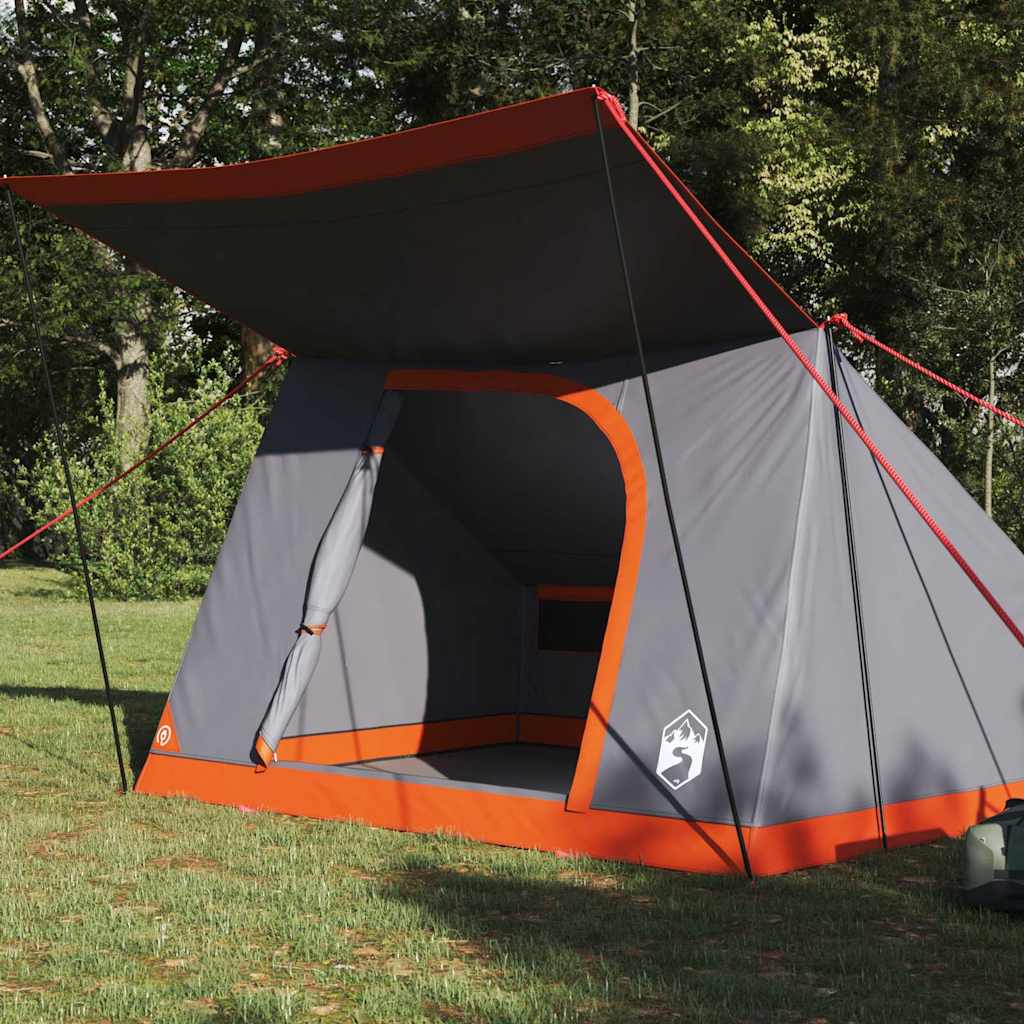 Camping telt 4-personers Vandtæt Grå og orange taft