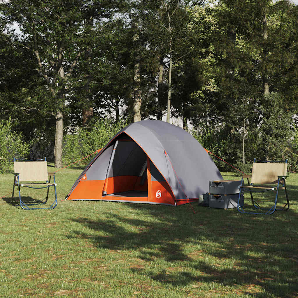 Camping telt 4-personers Vandtæt Grå og orange taft
