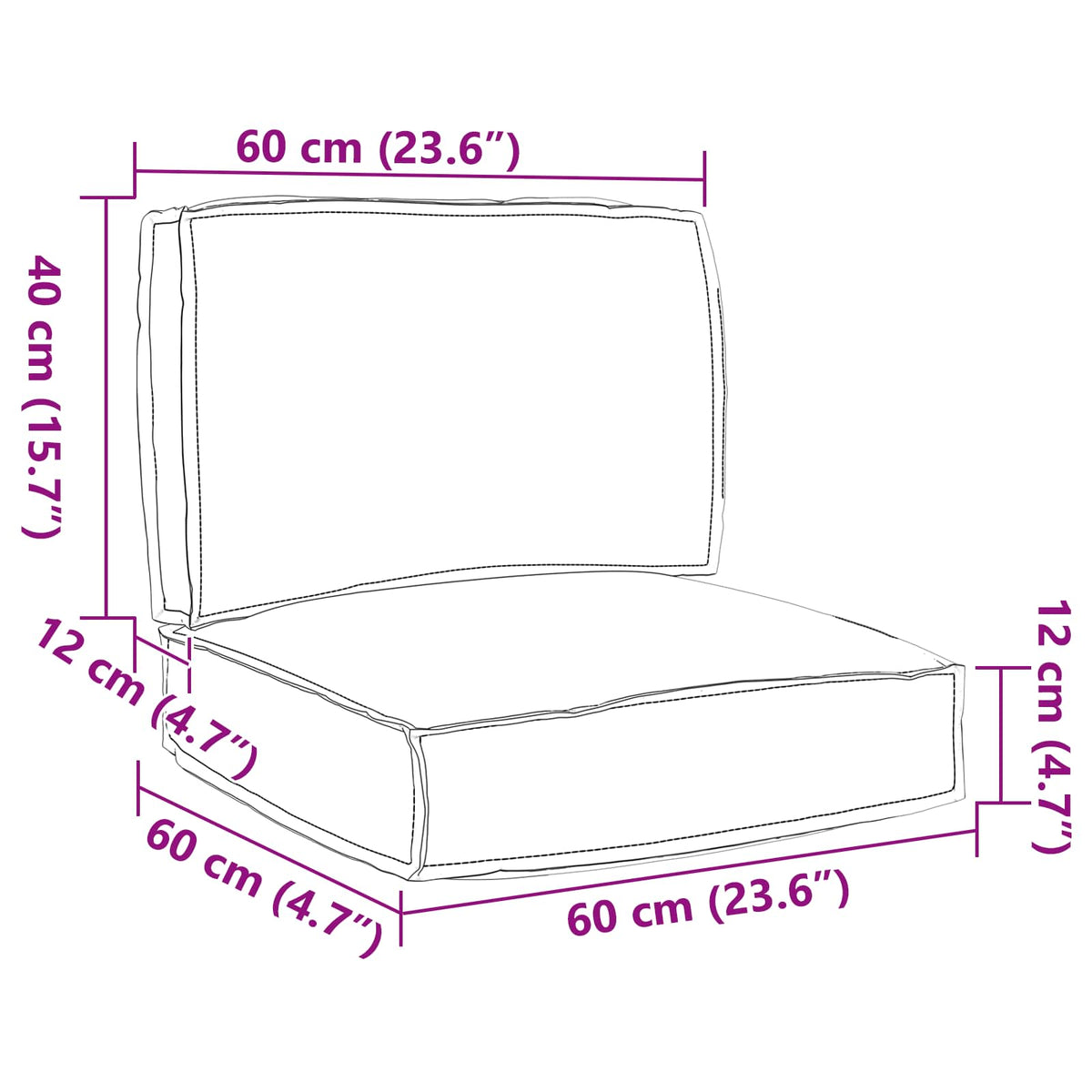 Palle Pudesæt Oxford stof Antracit 60 x 60 x 52 cm