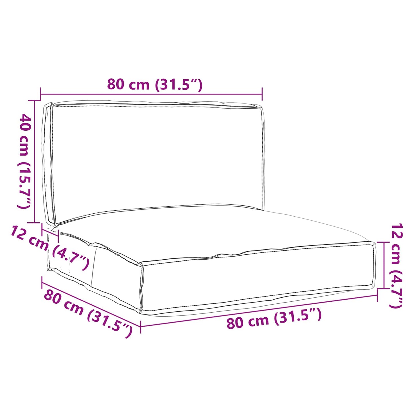 Palle Pudesæt Oxford stof Antracit 80 x 80 x 52 cm