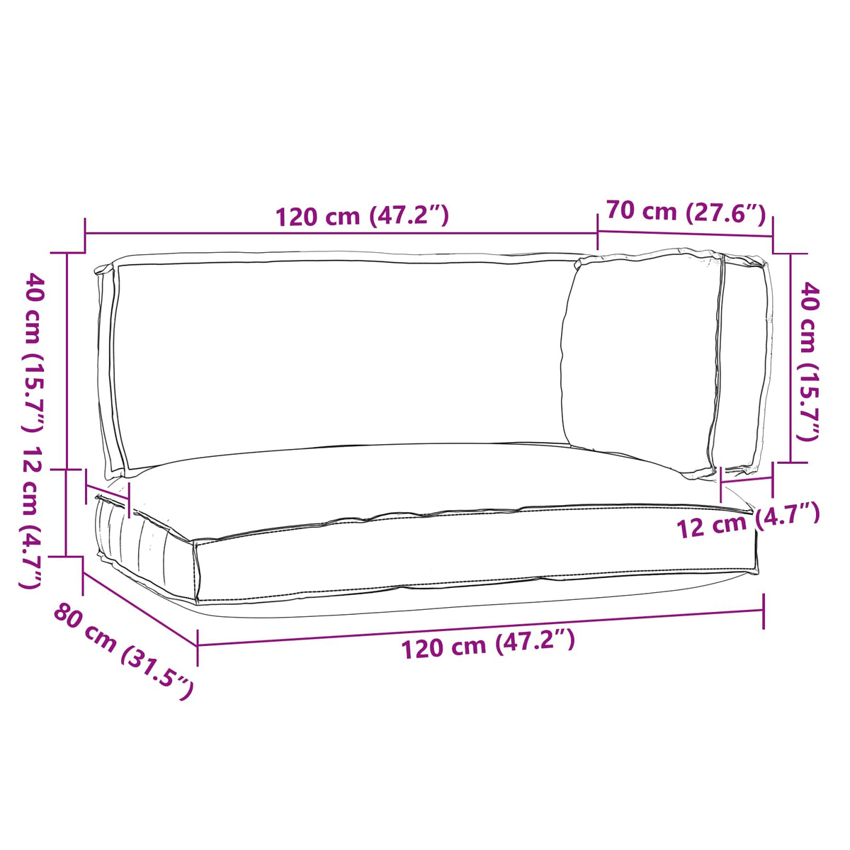 Palle Pudesæt Oxford stof Antracit 120 x 80 x 52 cm