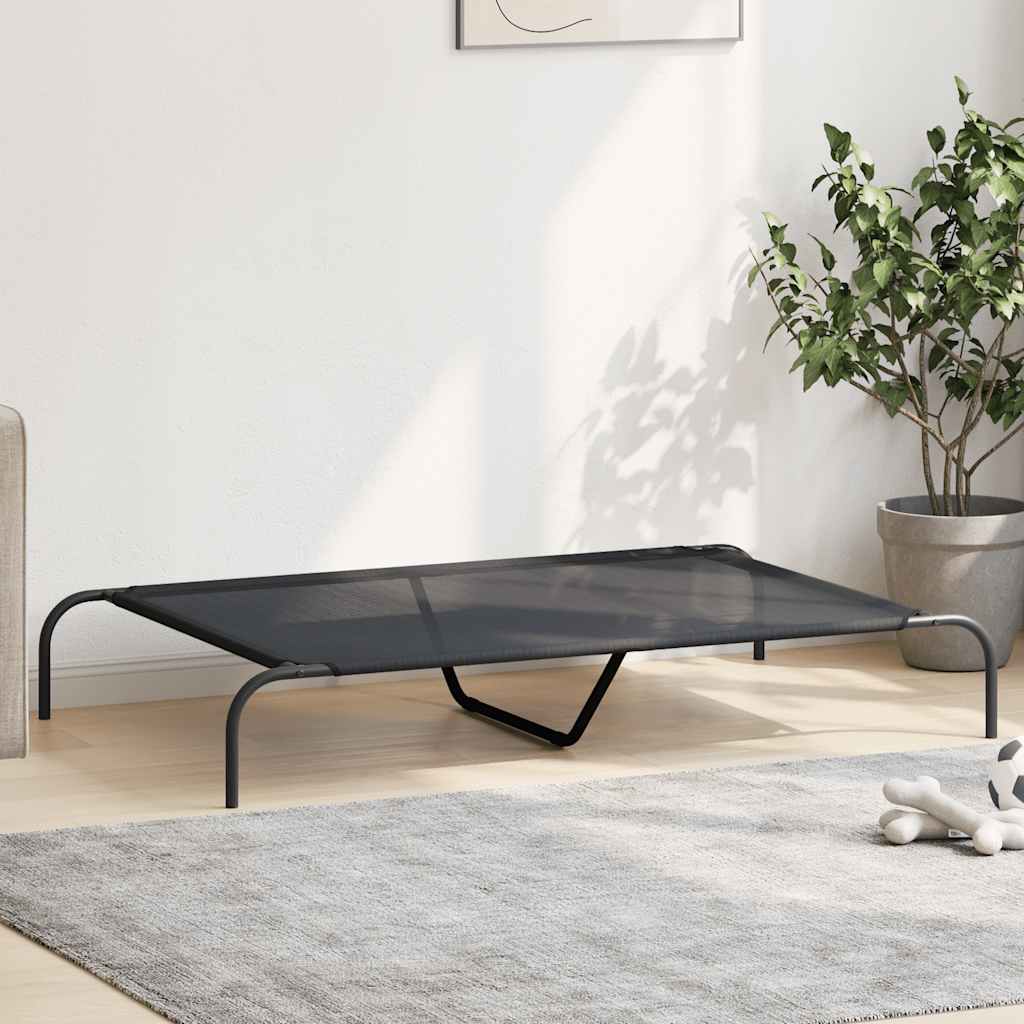 forhøjet hundeseng 130x80x20 cm textilene og stål sort