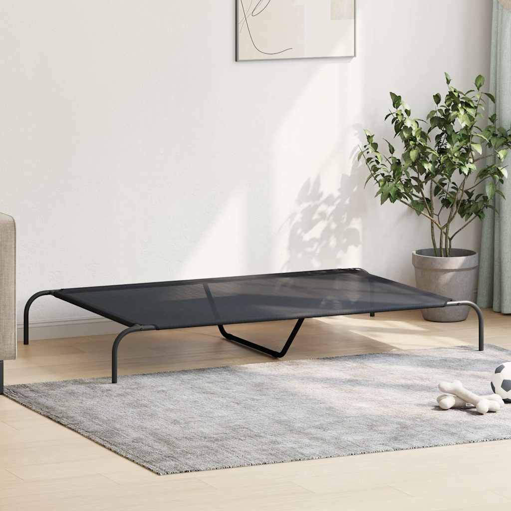 forhøjet hundeseng 150x90x20 cm textilene og stål sort