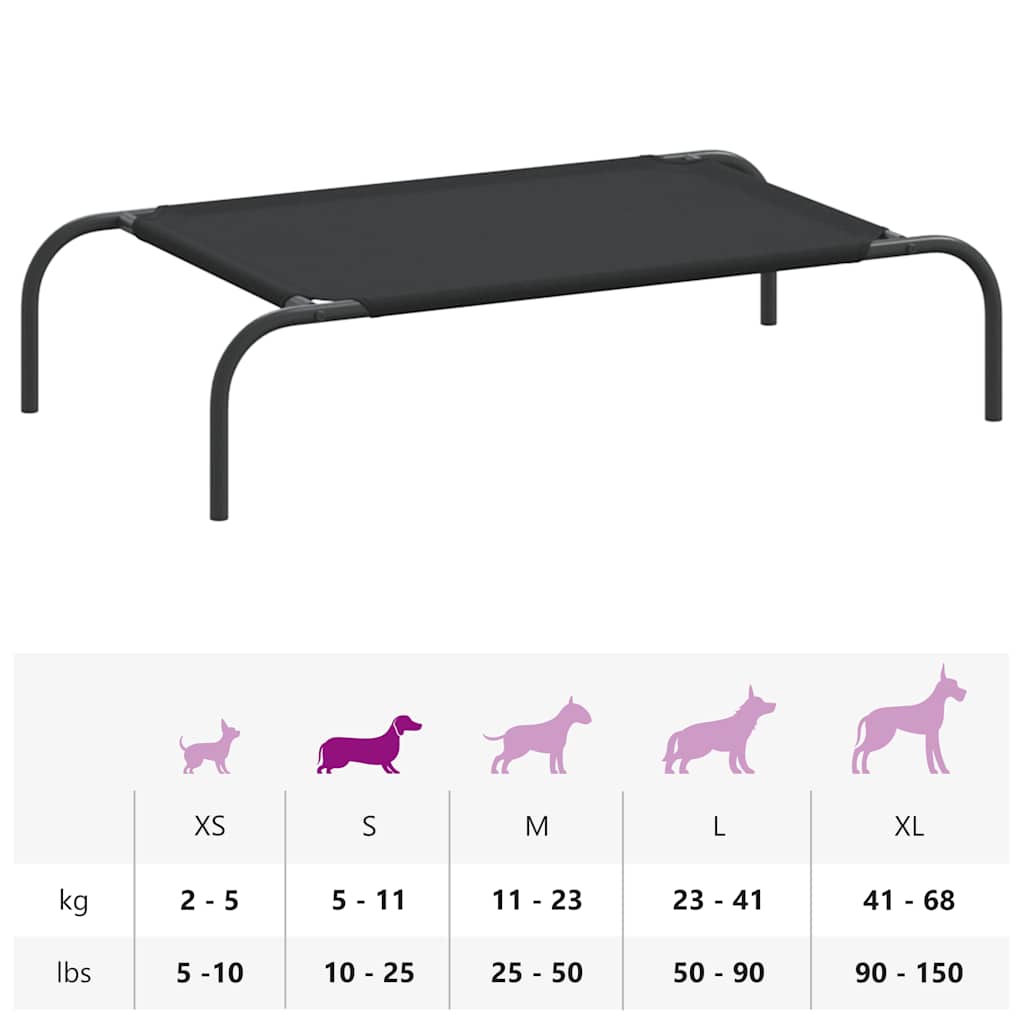 løftet hundeseng 90x50x20 cm oxfordstof og stål sort