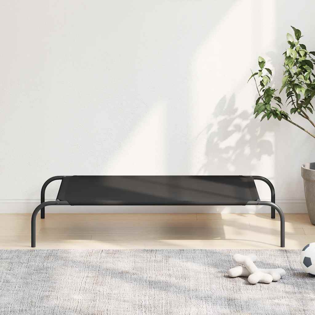 løftet hundeseng 110x65x20 cm oxfordstof og stål sort