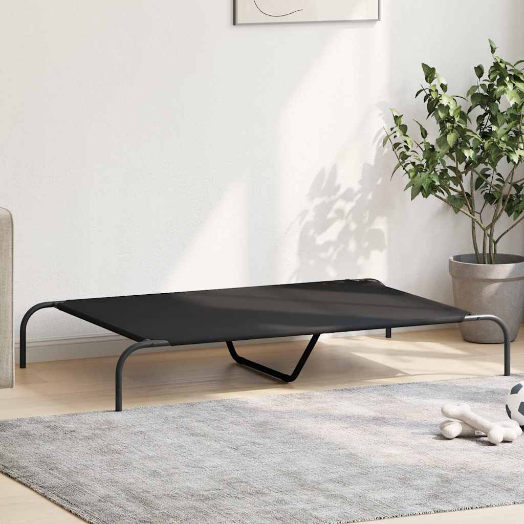løftet hundeseng 130x80x20 cm oxfordstof og stål sort