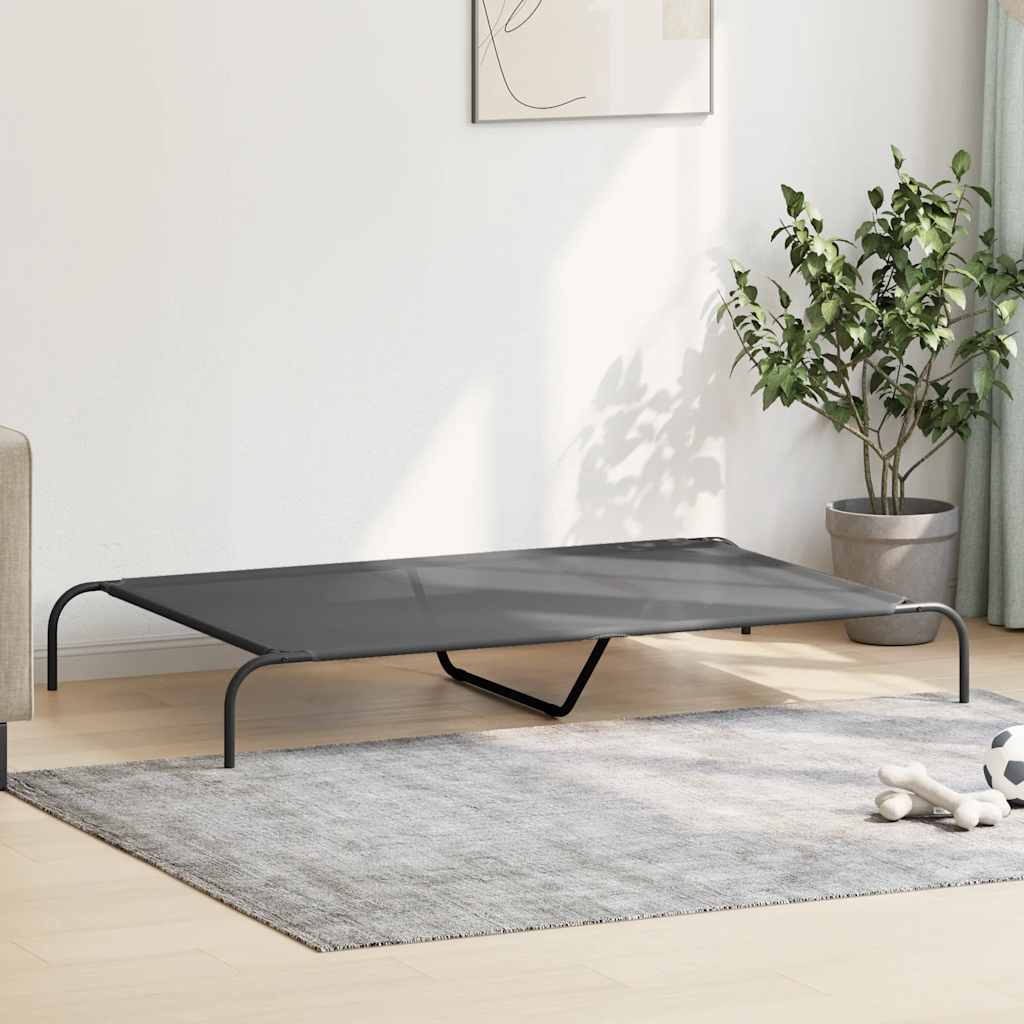 forhøjet hundeseng 150x90x20 cm textilene og stål grå