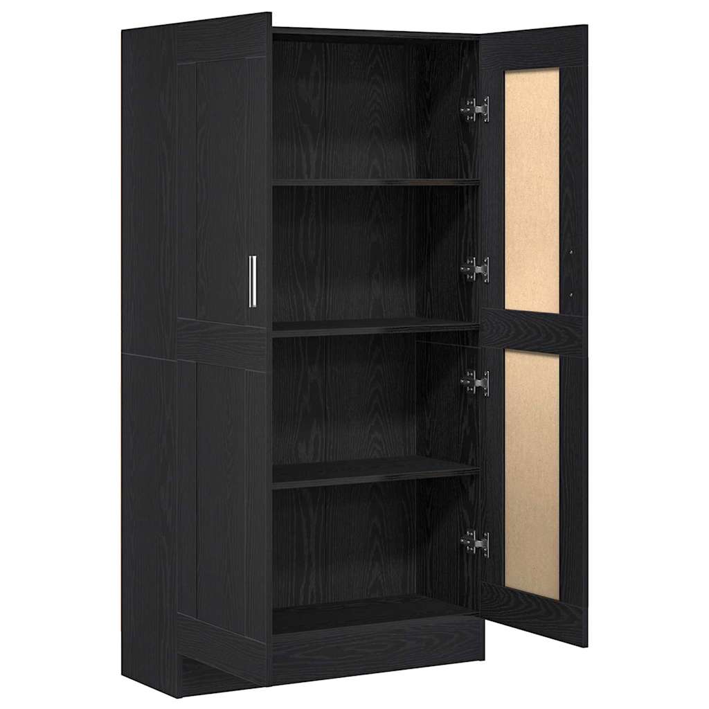 Bogskab 3 niveauer 82,5 x 30,5 x 150 cm Konstrueret træ Sort eg