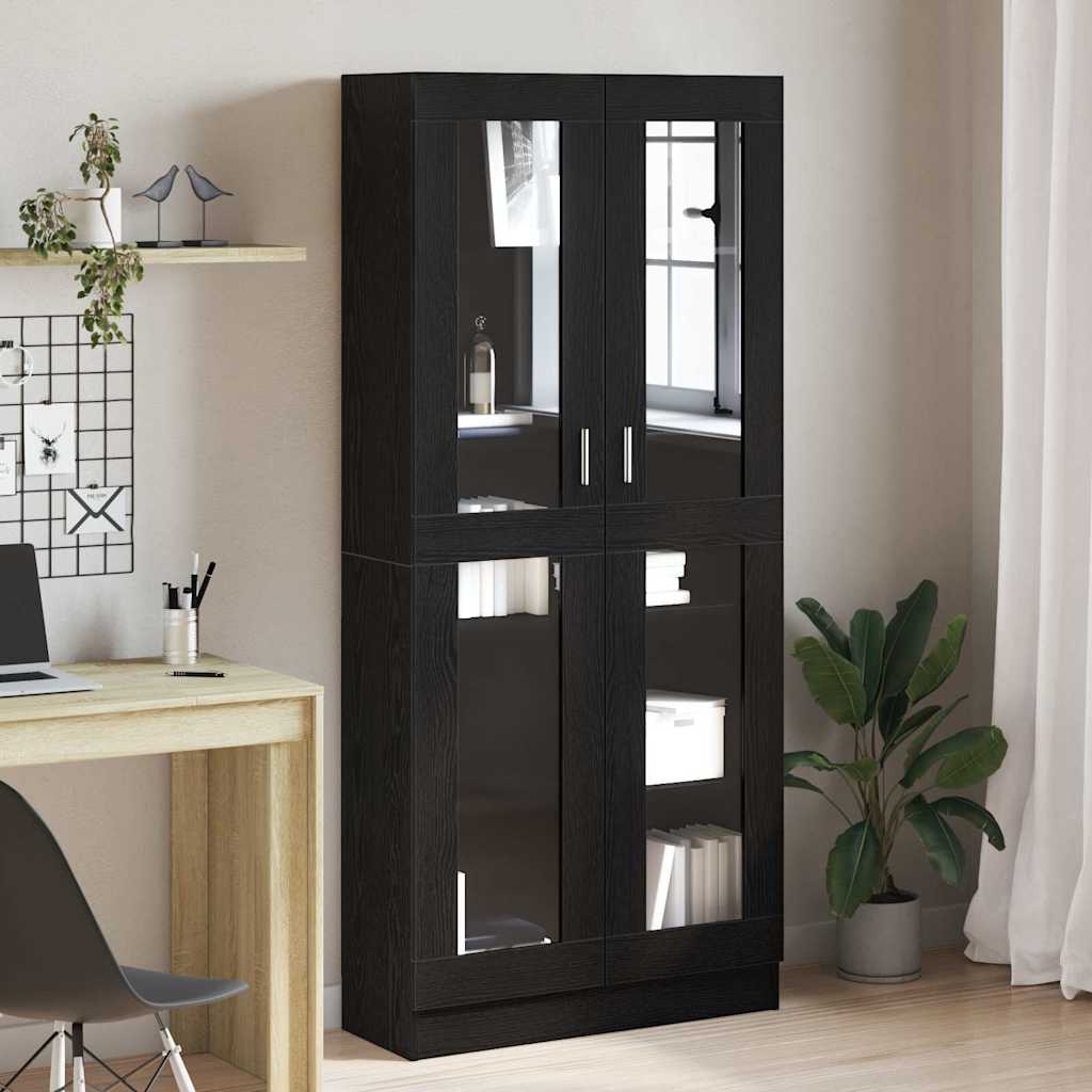 Bogskab 4 niveauer 82,5 x 30,5 x 185 cm Konstrueret træ Sort eg