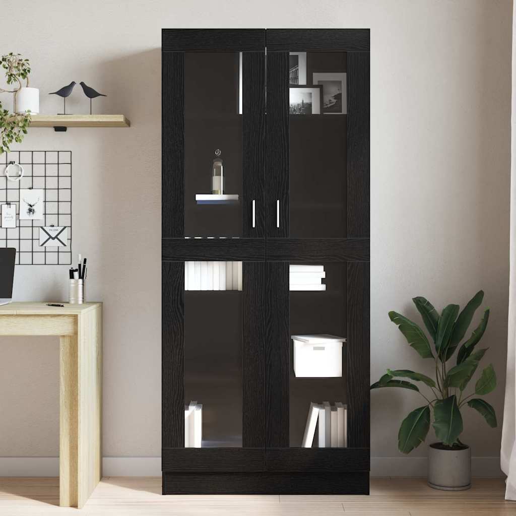 Bogskab 4 niveauer 82,5 x 30,5 x 185 cm Konstrueret træ Sort eg