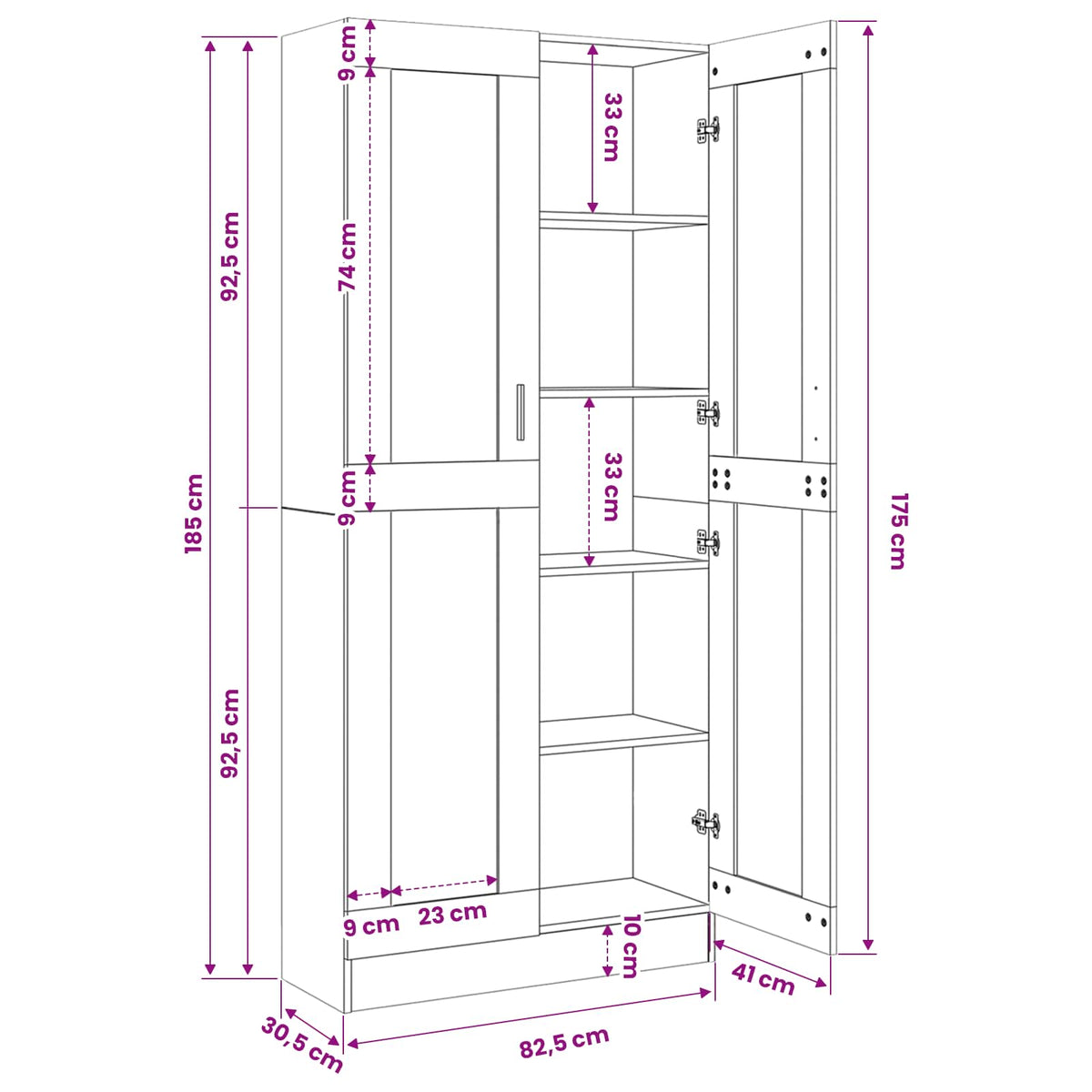 Bogskab 4 niveauer 82,5 x 30,5 x 185 cm Konstrueret træ Sort eg
