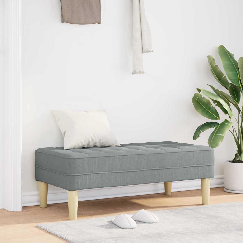 bænk med pude Lysegrå 113 x 57 x 39 cm Stof