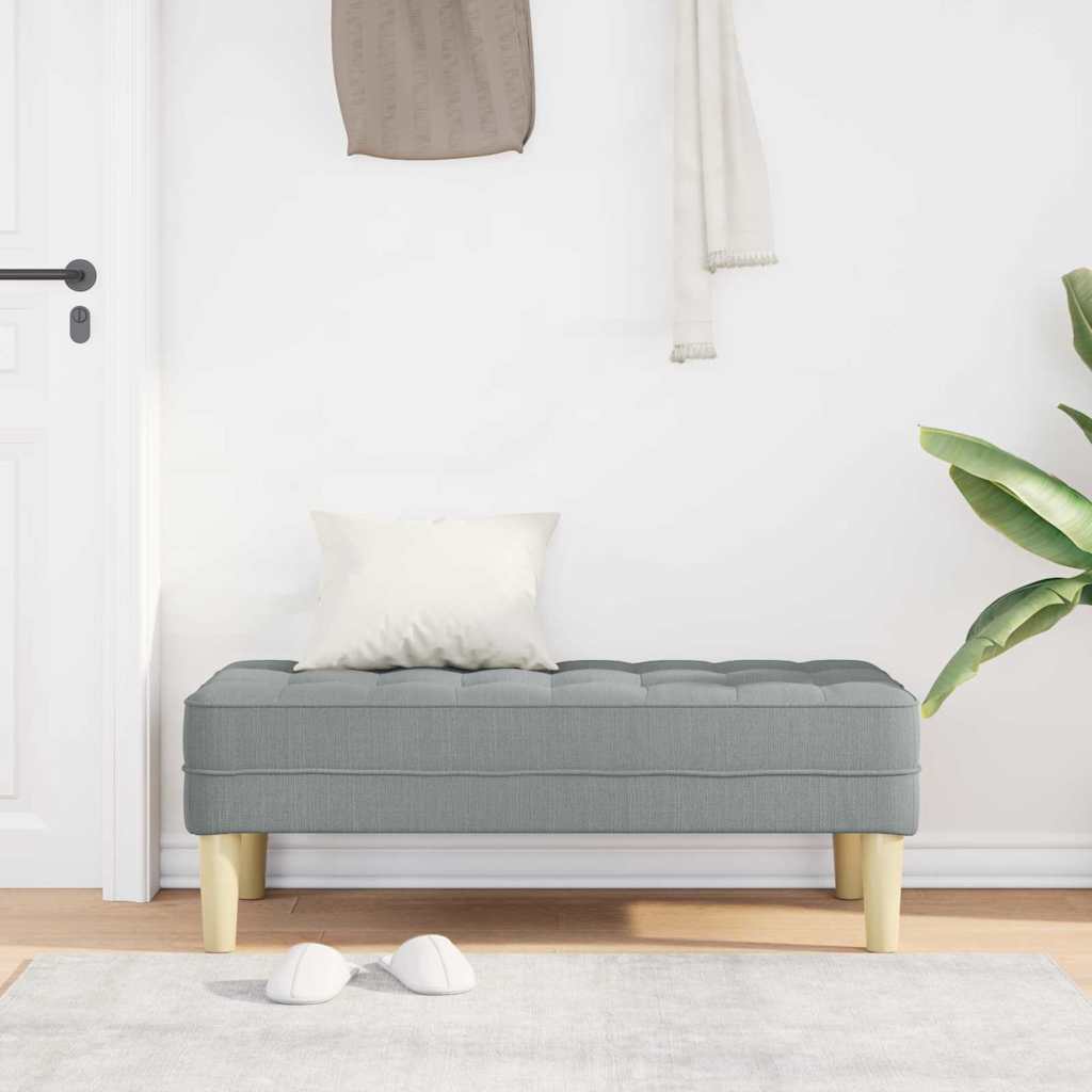 bænk med pude Lysegrå 113 x 57 x 39 cm Stof