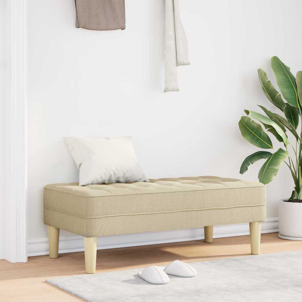 bænk med pude Creme 113 x 57 x 39 cm Stof