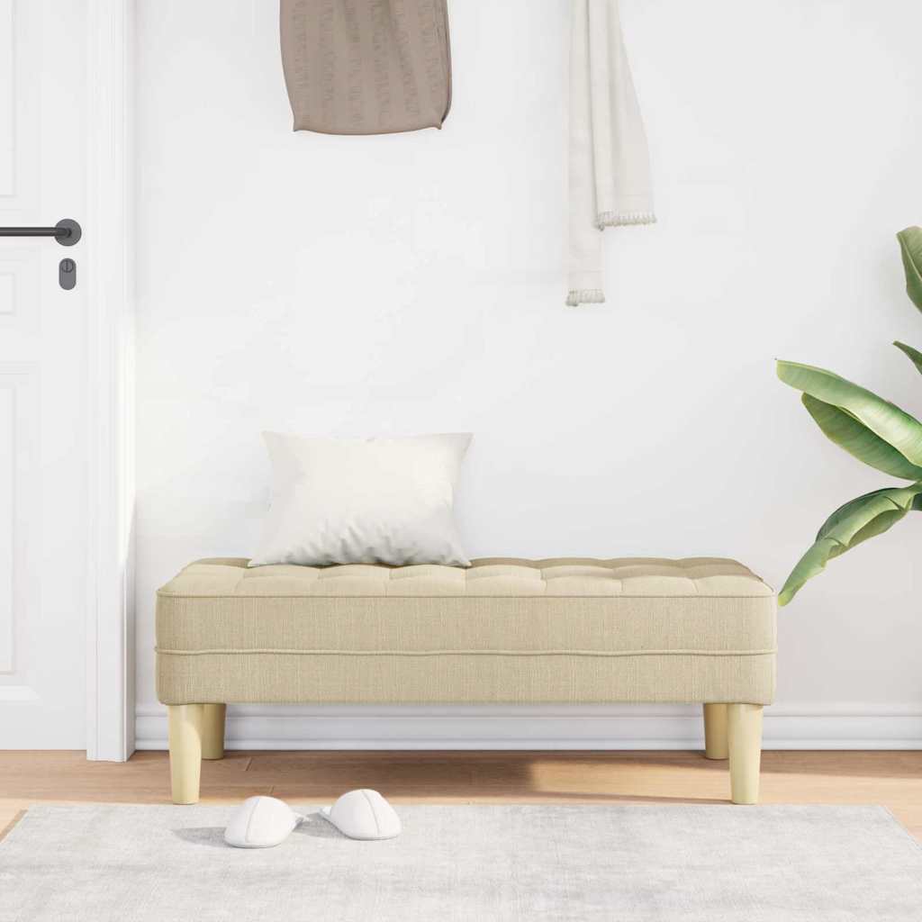 bænk med pude Creme 113 x 57 x 39 cm Stof