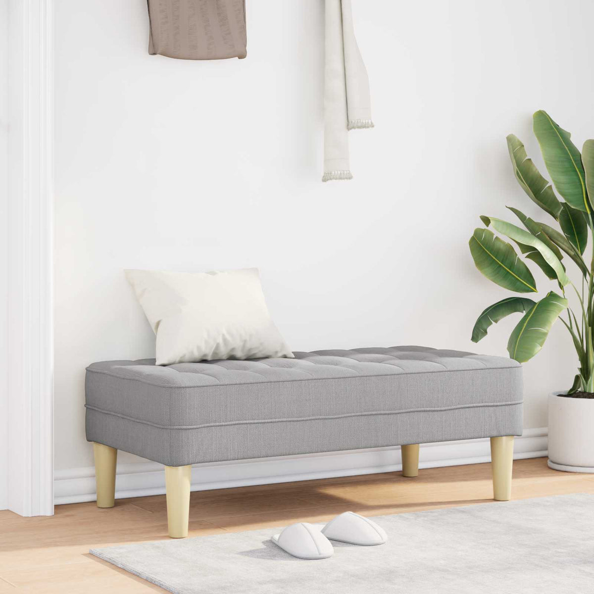 bænk med pude Skygrå 113 x 57 x 39 cm Stof