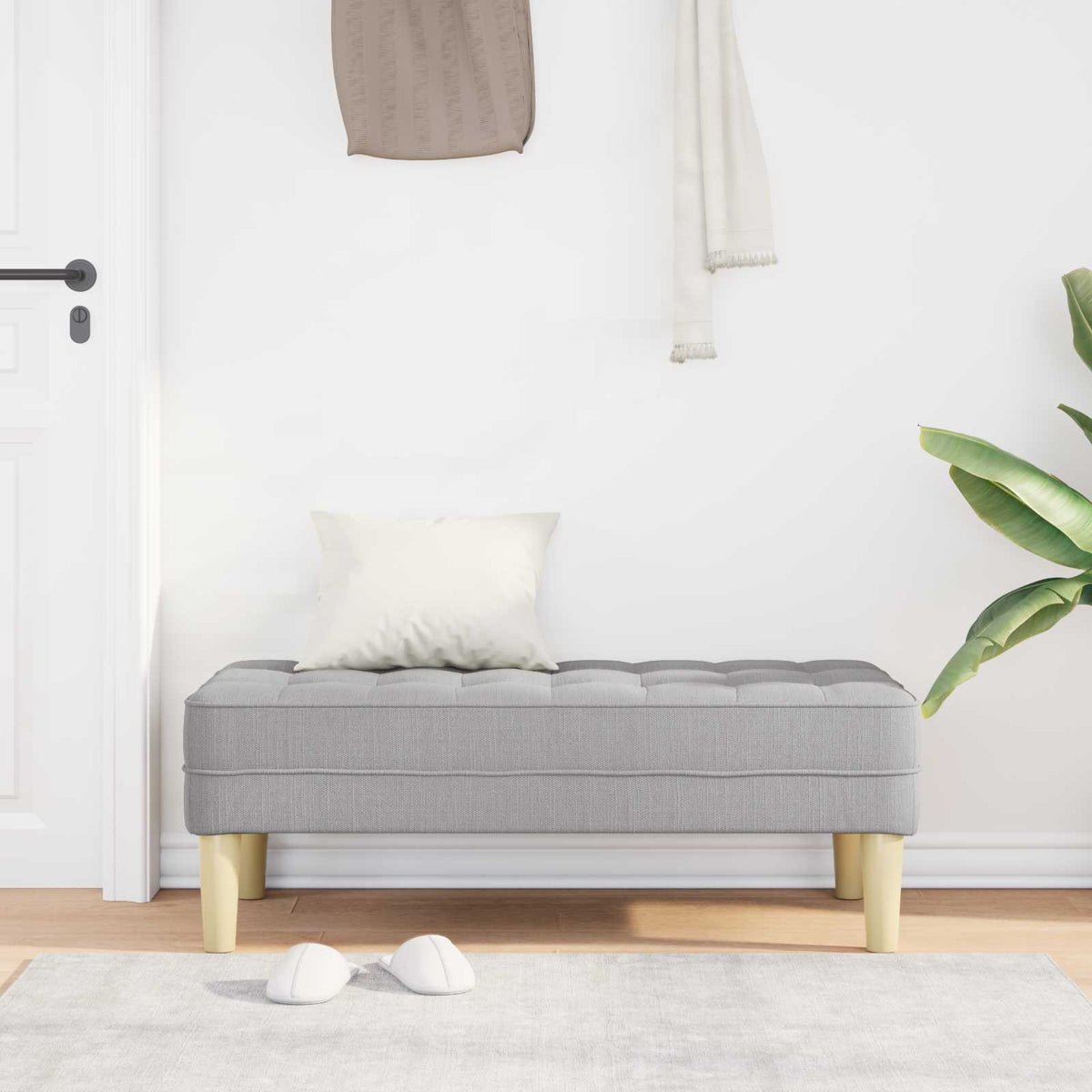 bænk med pude Skygrå 113 x 57 x 39 cm Stof