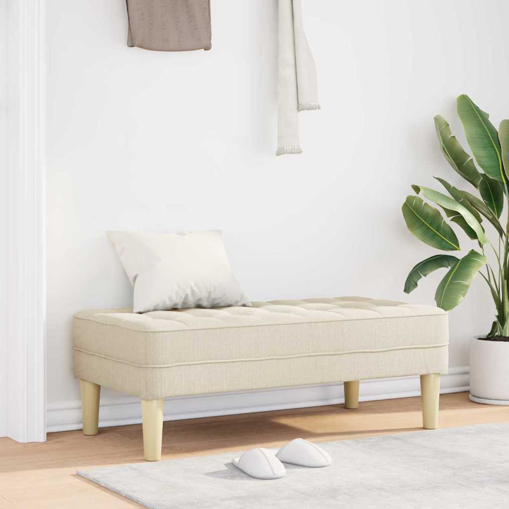 bænk med pude Linned 113 x 57 x 39 cm Stof
