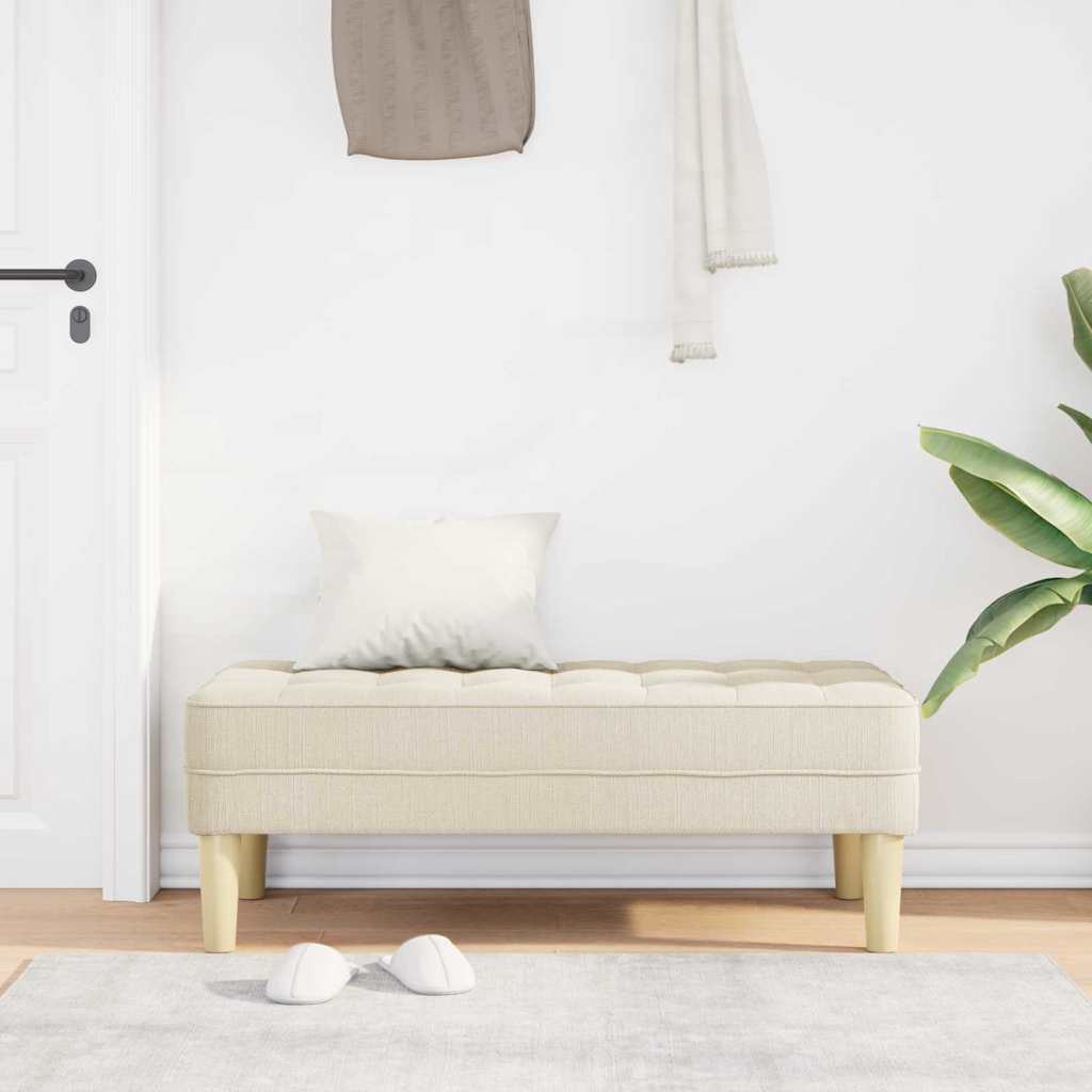 bænk med pude Linned 113 x 57 x 39 cm Stof