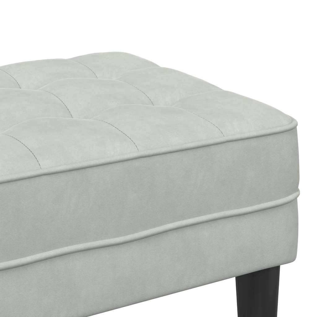 bænk med pude Lysegrå 113 x 57 x 39 cm Fløjl