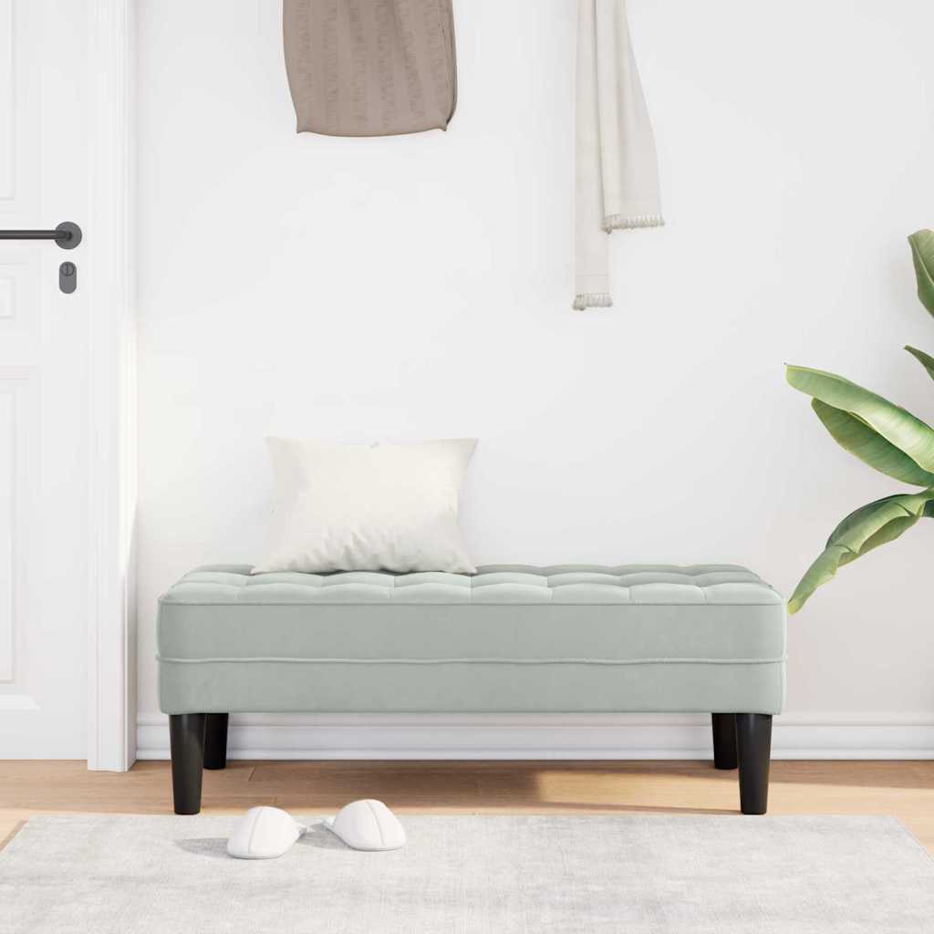 bænk med pude Lysegrå 113 x 57 x 39 cm Fløjl