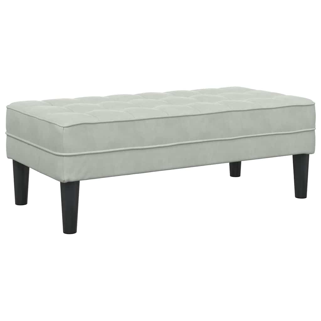 bænk med pude Lysegrå 113 x 57 x 39 cm Fløjl