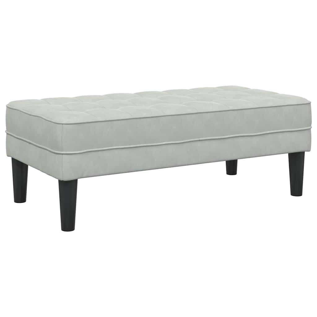 bænk med pude Lysegrå 113 x 57 x 39 cm Fløjl