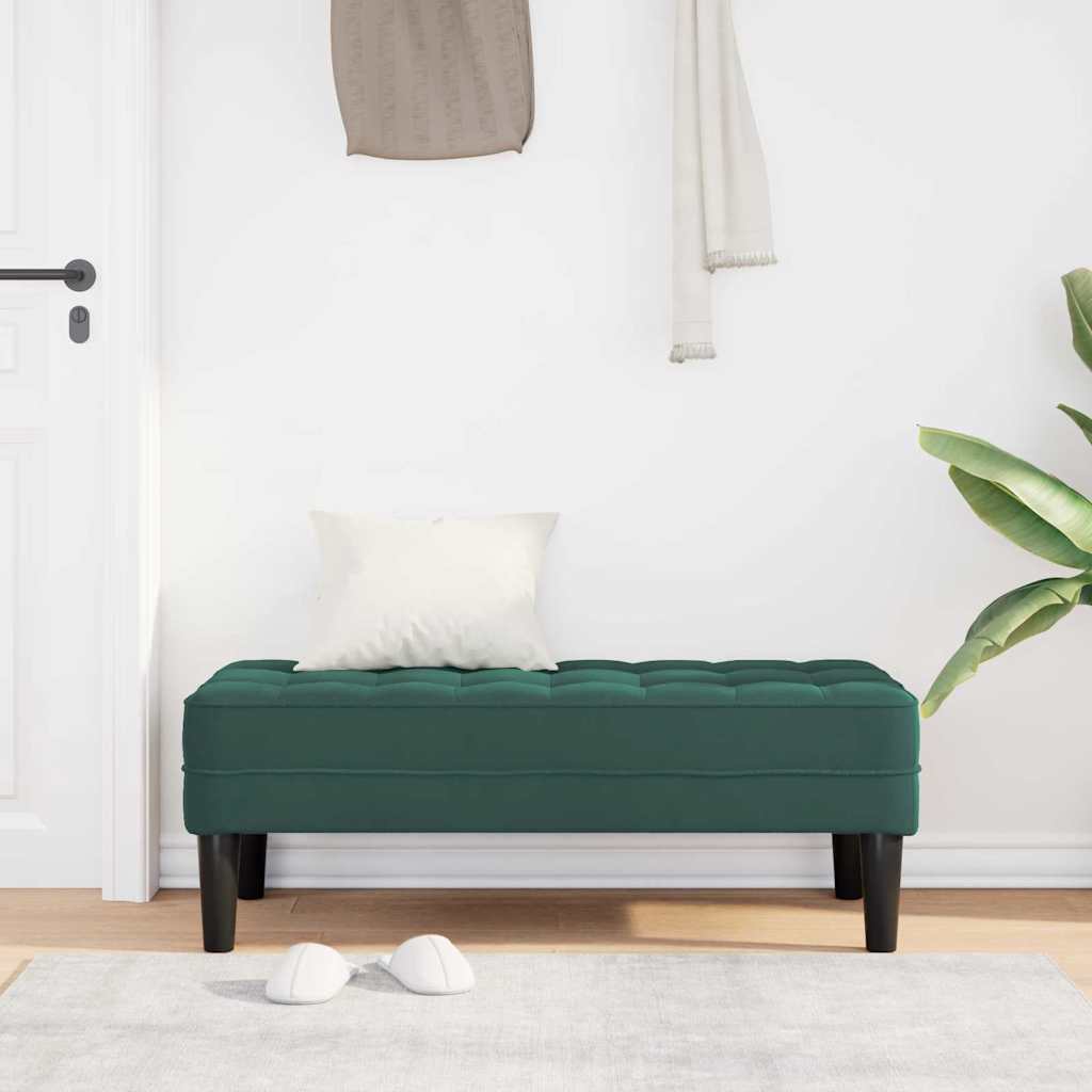 bænk med pude Mørkegrøn 113 x 57 x 39 cm Fløjl